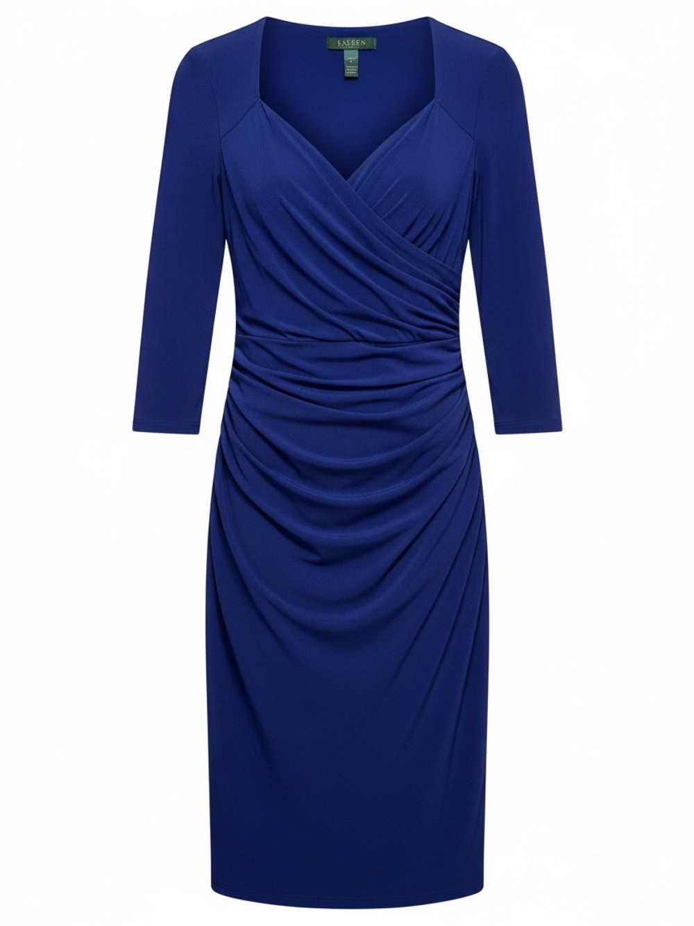 Lauren Ralph Lauren Royal Blue Ruched Sheath Midi Dress 4 - Picture 2 of 14